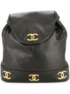 Chanel Vintage Cc Plate Rucksack - Black
