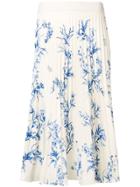 Ssheena Pleated Floral Print Skirt - Neutrals