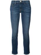 Frame Denim Cropped Jeans With Slits - Blue