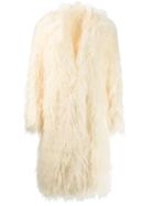Paco Rabanne Faux Fur Oversized Coat - White