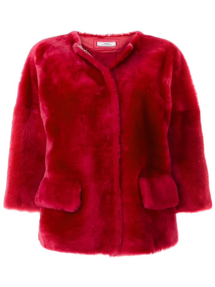 Desa 1972 Fur Cropped Sleeve Jacket - Pink & Purple