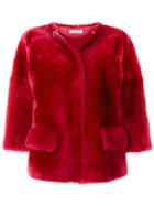 Desa 1972 Fur Cropped Sleeve Jacket - Pink & Purple