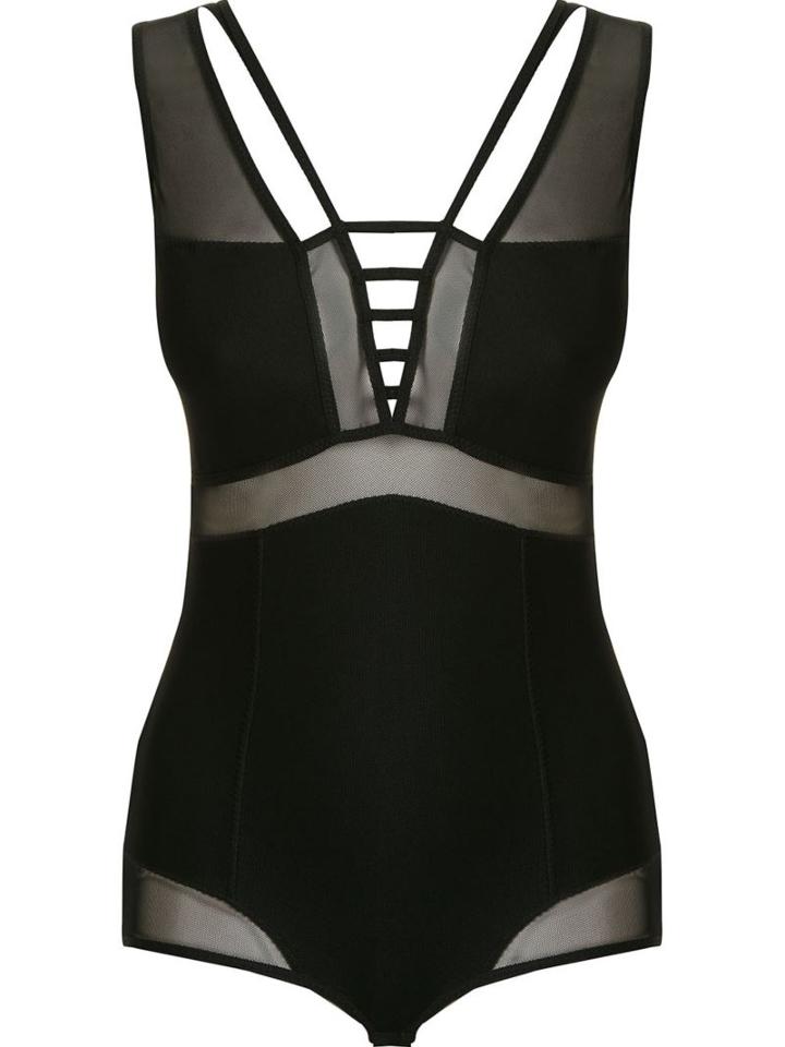 Giuliana Romanno Sheer Panels Body, Women's, Size: Medium, Black, Polyamide/spandex/elastane