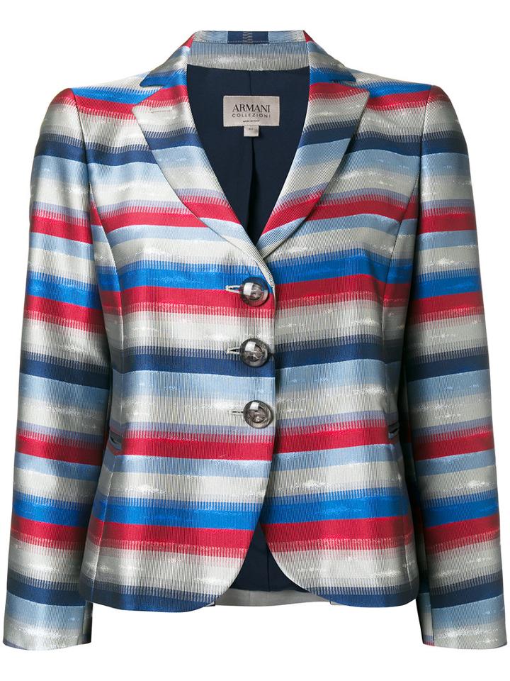 Armani Collezioni Striped Blazer, Women's, Size: 42, Polyester/viscose