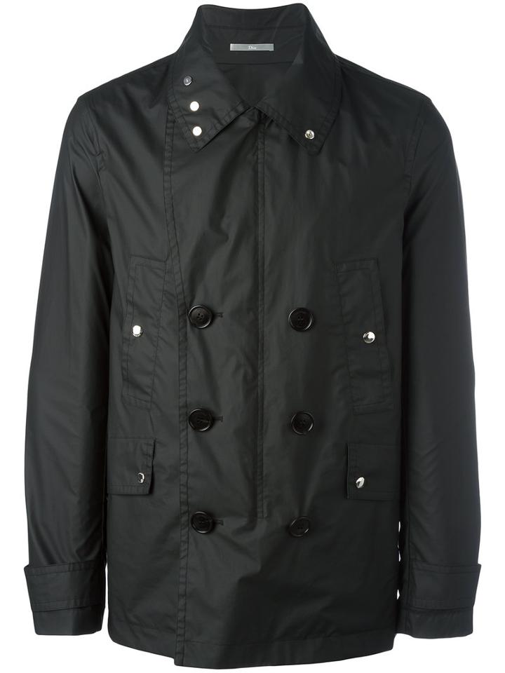 Dior Double Breasted Jacket, Men's, Size: 48, Black, Cotton/polyurethane