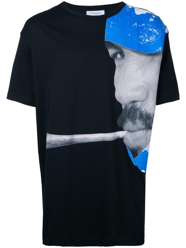 Les Benjamins - Cigarette Print T-shirt - Men - Cotton - Xl, Black, Cotton