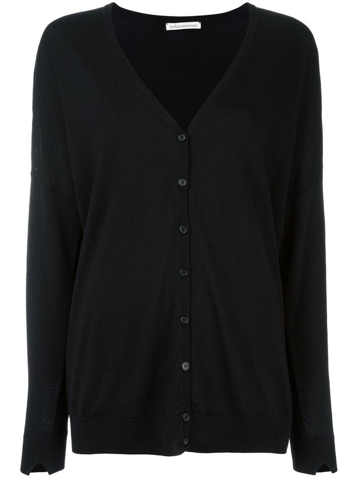 Stefano Mortari V Neck Cardigan, Women's, Size: 42, Black, Virgin Wool