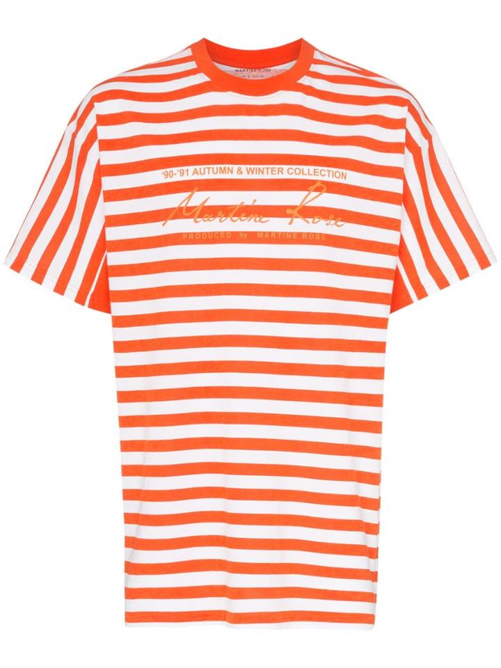 Martine Rose Striped Logo Print Cotton T-shirt - Orange