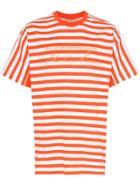 Martine Rose Striped Logo Print Cotton T-shirt - Orange
