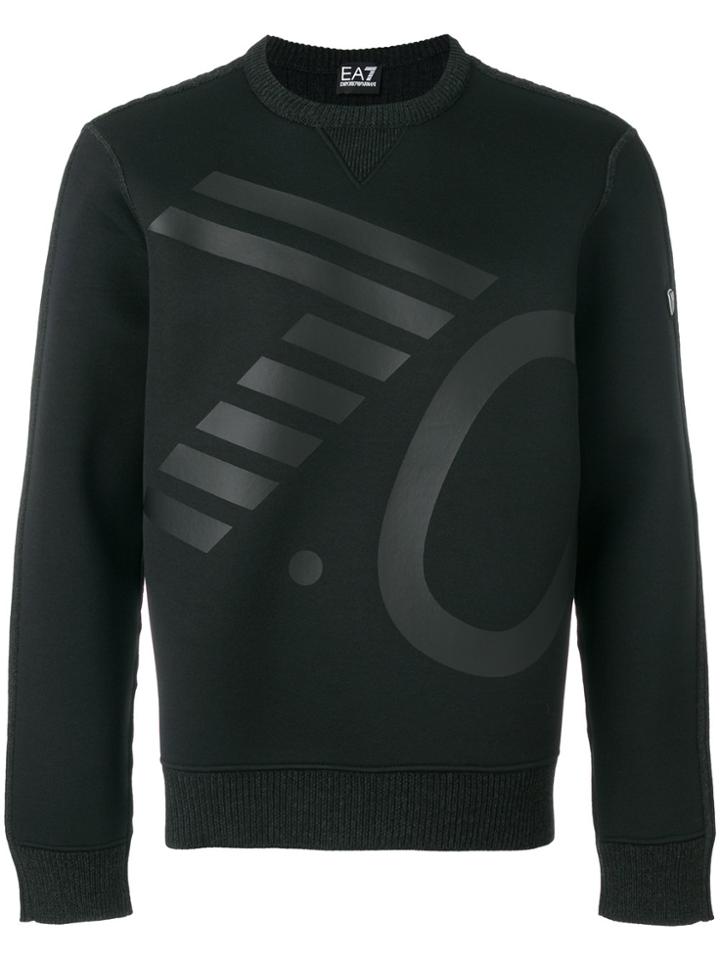 Ea7 Emporio Armani Logo Print Contrast Sweatshirt - Black