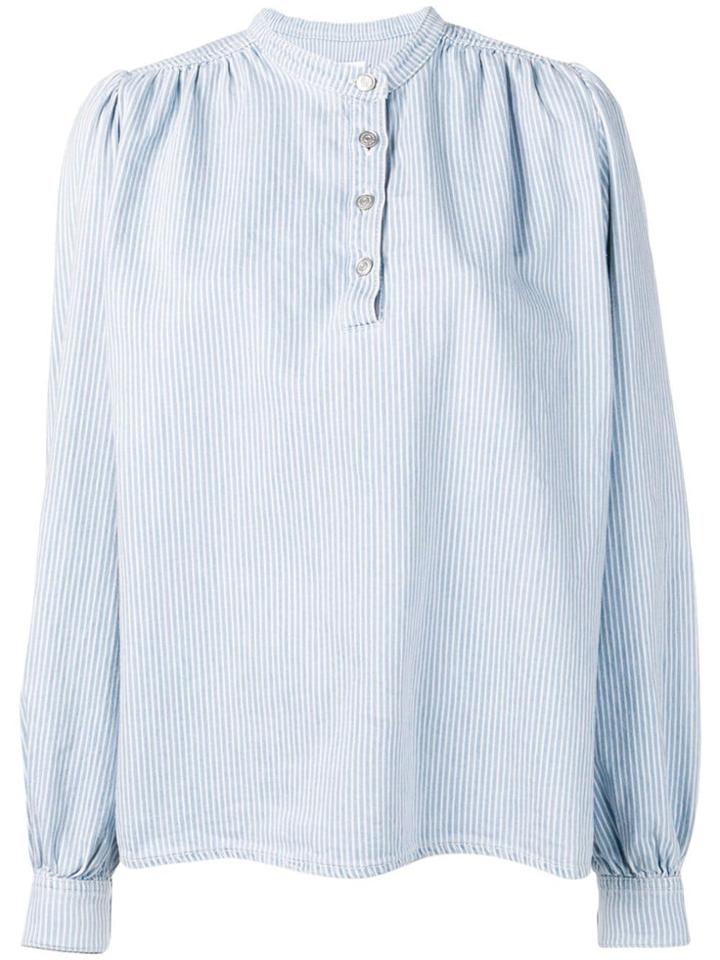 Ganni Micro-stripe Shirt - Blue