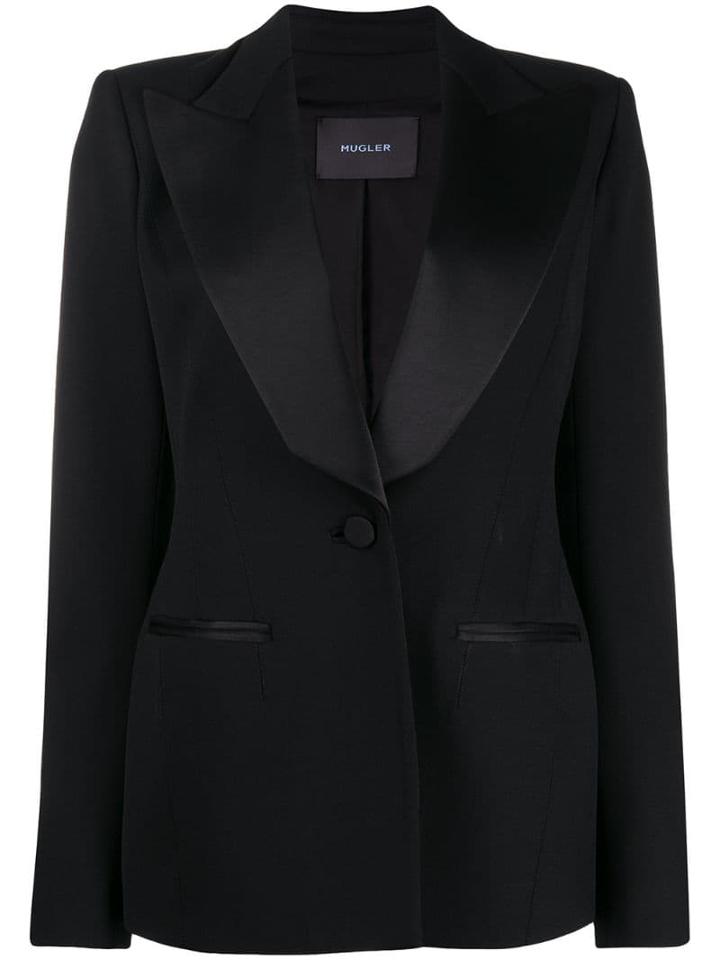 Mugler Satin Blazer - Black