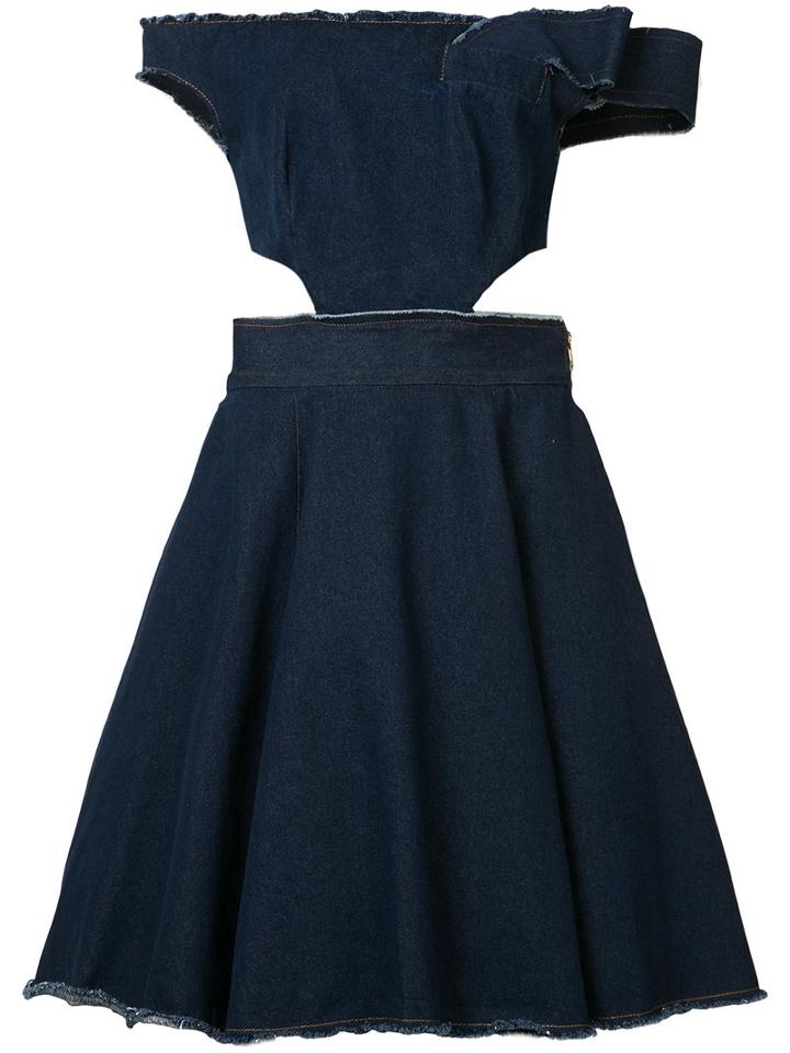 Natasha Zinko Strapless Cut Out Dress, Women's, Size: 38, Blue, Cotton/polyamide/acetate/cupro