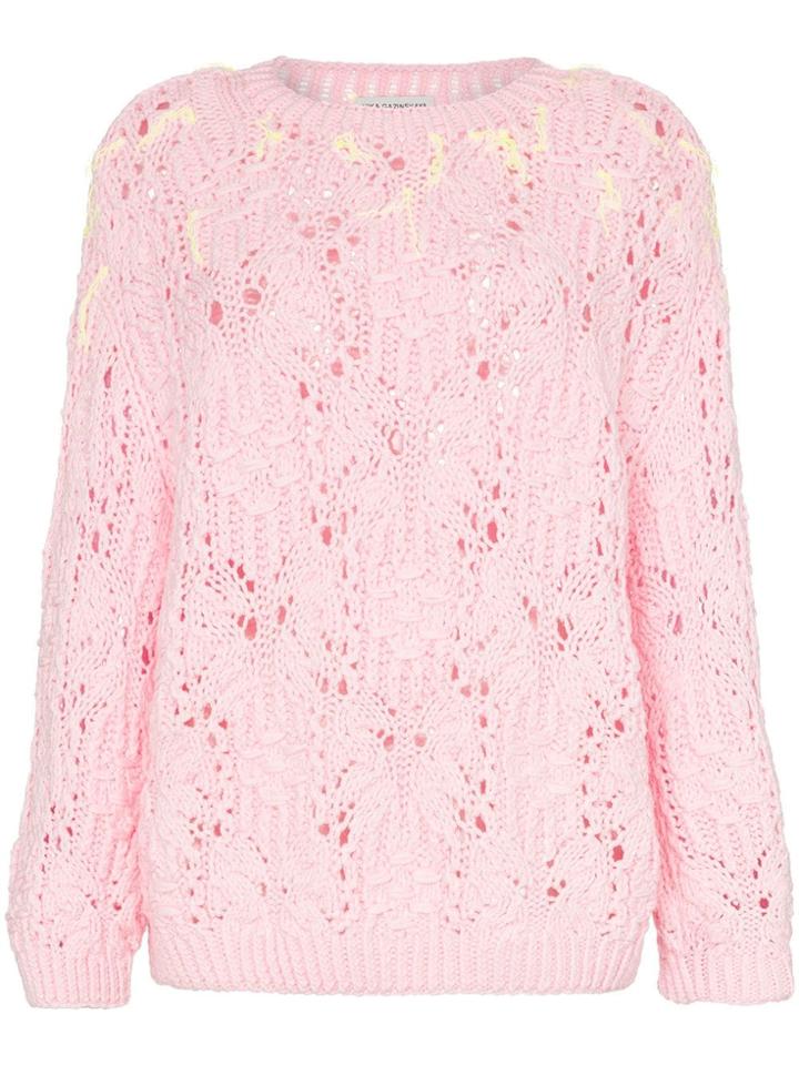 Vika Gazinskaya Neon Detail Crochet Knit Jumper - Pink