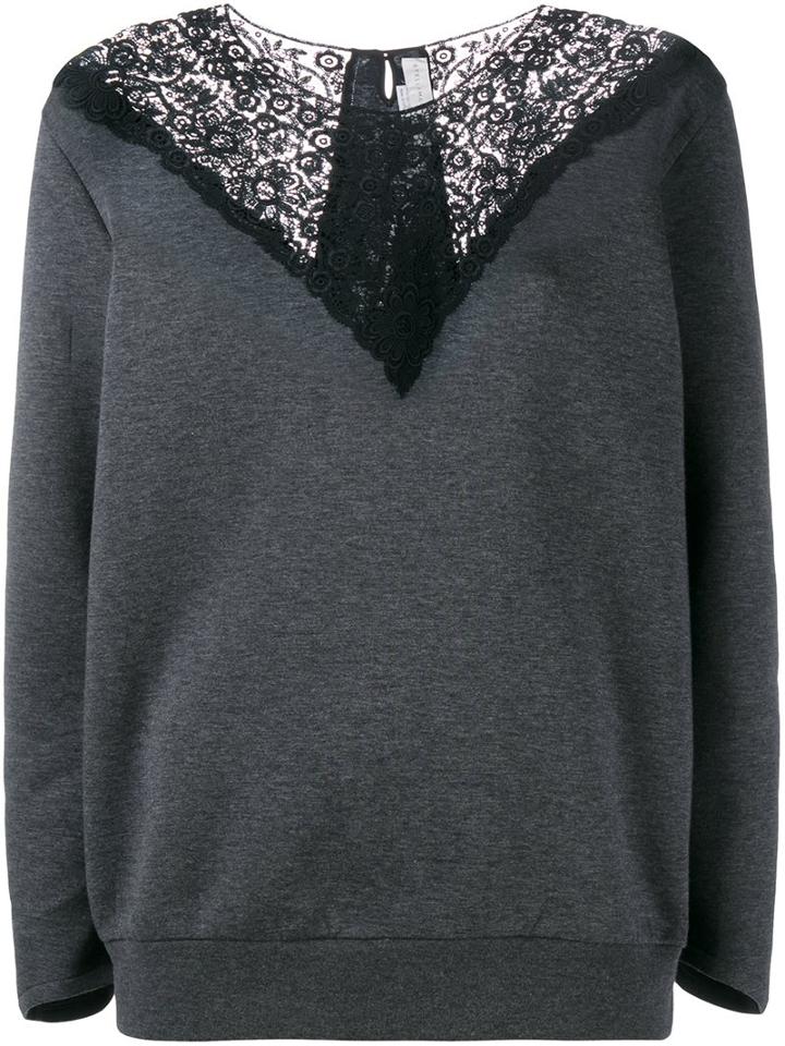 Stella Mccartney Lace Insert Jumper, Women's, Size: 36, Grey, Cotton/polyamide