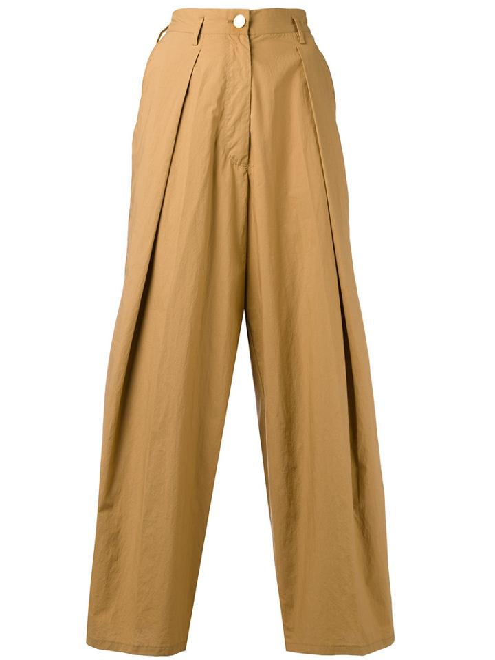 Forte Forte Pleated Cropped Trousers, Women's, Size: Ii, Brown, Cotton