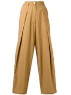 Forte Forte Pleated Cropped Trousers, Women's, Size: Ii, Brown, Cotton