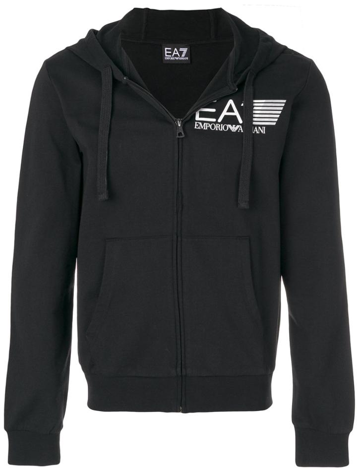 Ea7 Emporio Armani Logo Hooded Sweatshirt - Black