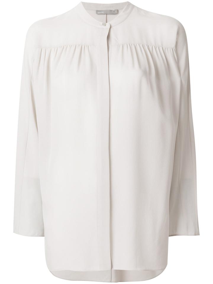 Vince Gathered Detailing Semi-sheer Blouse - Grey