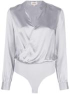 L'agence Wrap Style Leotard - Silver