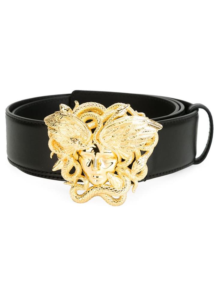 Versace Medusa Belt, Women's, Size: 90, Black, Calf Leather