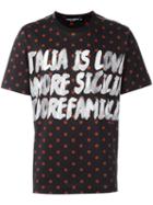 Dolce & Gabbana Italia Is Love Print T-shirt, Men's, Size: 52, Black, Cotton