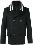 Givenchy Knitted Collar Car Coat - Black