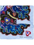 Mary Katrantzou Heart Flames Print Scarf, Women's, Blue, Silk