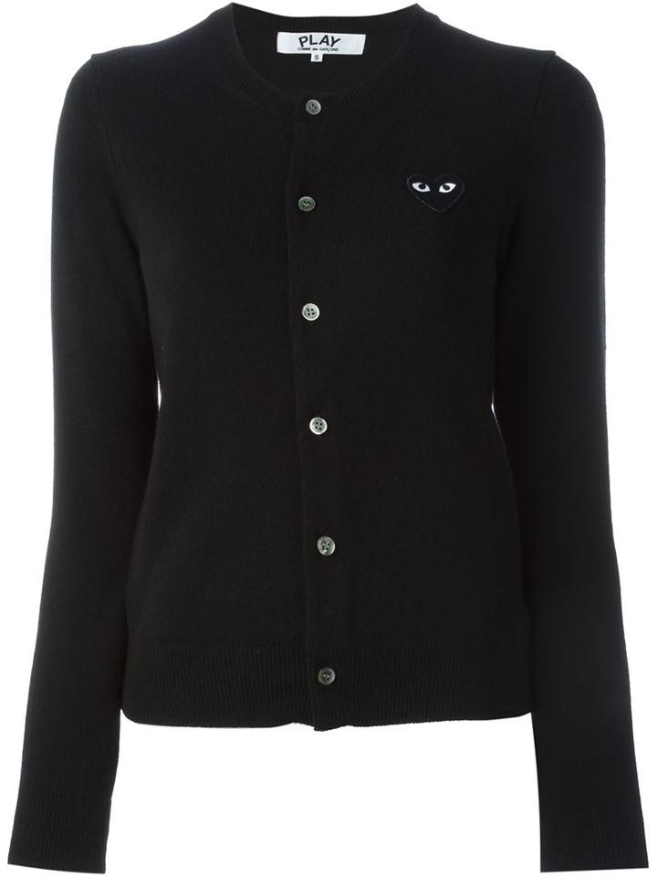 Embroidered Logo Cardigan - Women - Wool - M, Black, Wool, Comme Des Garçons Play