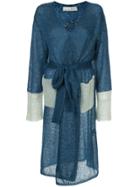 Tu Es Mon Trésor Embroidered Longline Cardigan - Blue