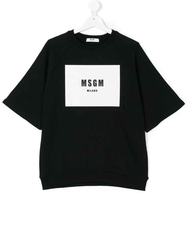 Msgm Kids Logo Print Sweat Top - Black