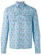 Prada Sombrero Print Button-down Shirt, Men's, Size: 42, Blue, Cotton