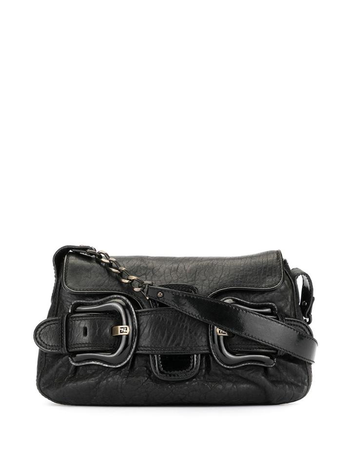 Fendi Pre-owned Oversized Buckle Shoulder Bag - Black