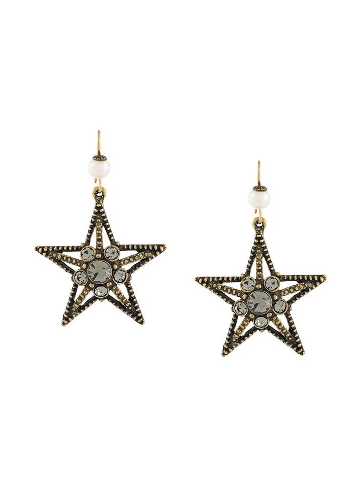 Alberta Ferretti Crystal Star Earrings, Women's, Metallic