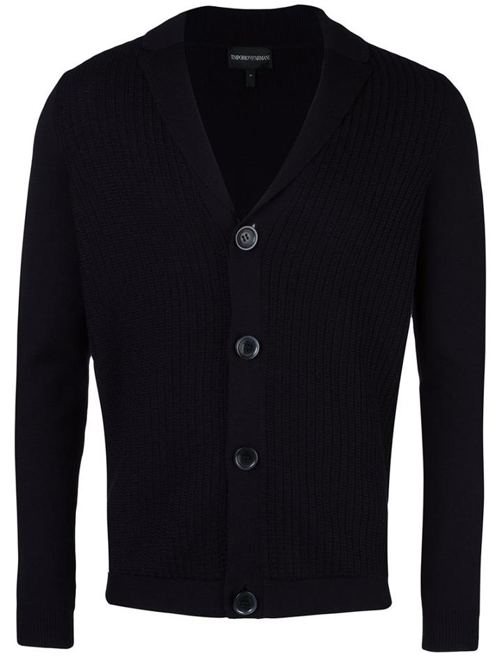 Emporio Armani V-neck Cardigan, Men's, Size: Xxl, Blue, Wool