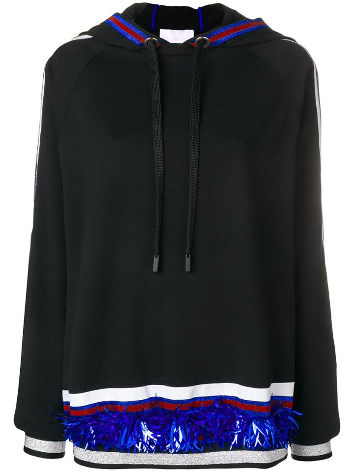 No Ka' Oi Stripe And Sequin Detail Hoodie - Black