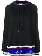 No Ka' Oi Stripe And Sequin Detail Hoodie - Black
