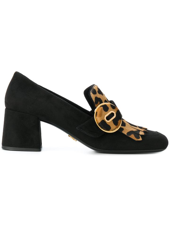 Prada Block Heeled Loafers - Black