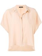 Roberto Collina - Shortsleeved Collared Blouse - Women - Silk - L, Women's, Nude/neutrals, Silk