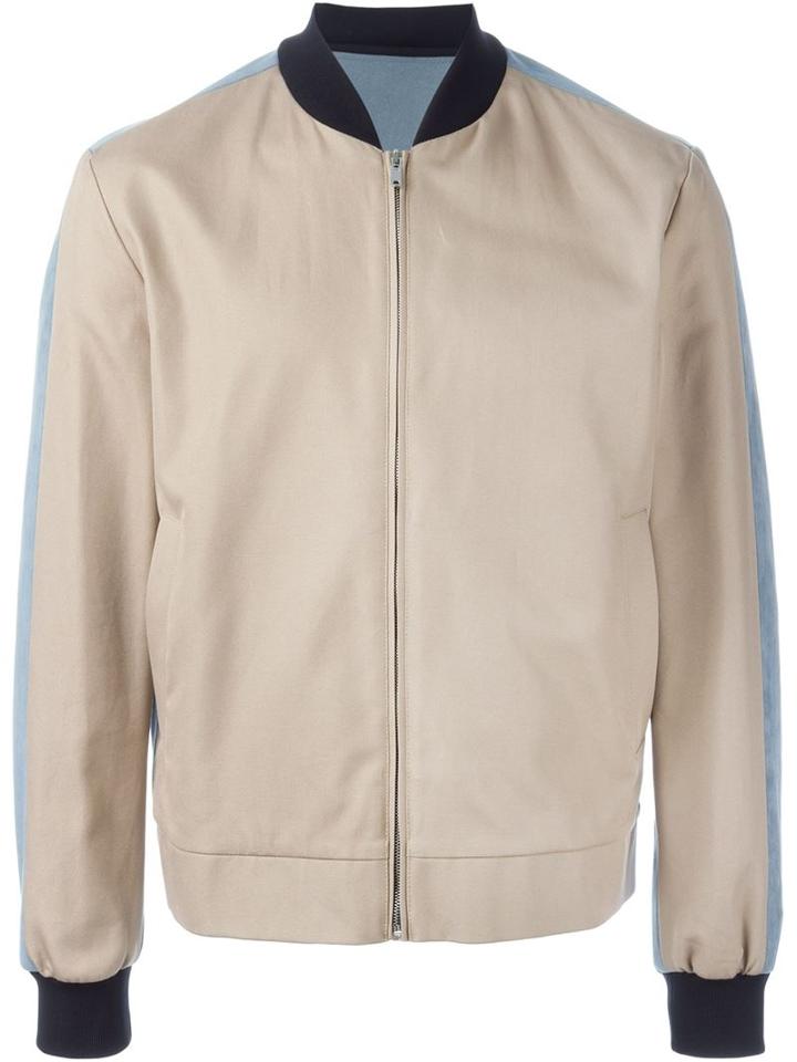 Msgm Colour Block Bomber Jacket, Men's, Size: 48, Nude/neutrals, Polyester/polyurethane/viscose