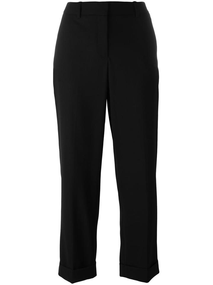 Theory Loose-fit Cropped Trousers, Women's, Size: 10, Black, Polyester/virgin Wool