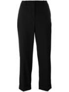 Theory Loose-fit Cropped Trousers, Women's, Size: 10, Black, Polyester/virgin Wool