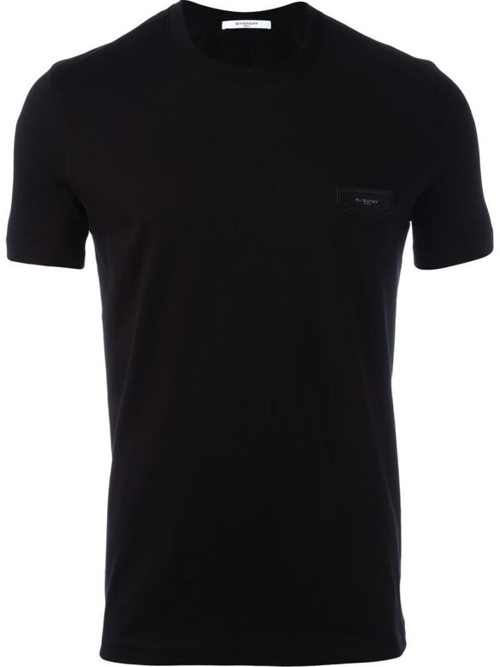 Givenchy Logo Plaque T-shirt, Men's, Size: Medium, Black, Cotton/calf Leather