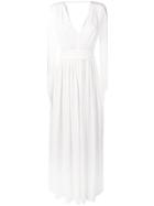 Alberta Ferretti Long Jersey Dress With Fringes - White