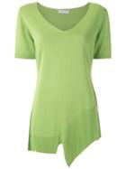 Mara Mac Asymmetric Hem Knit Blouse - Green