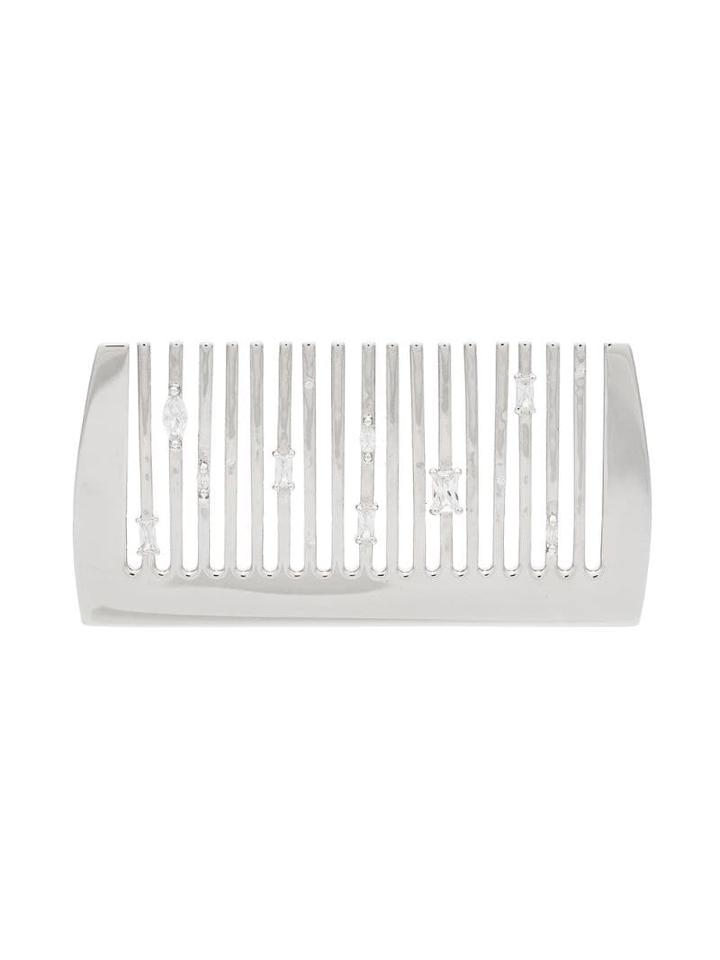 Yvmin Crystal-embellished Comb Hair Slide - Silver