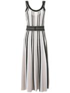 D.exterior Fitted Waist Striped Dress - Neutrals