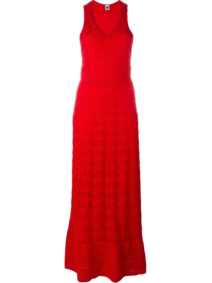 M Missoni Wavy Knit Maxi Dress, Women's, Size: 42, Red, Polyester/cotton/viscose