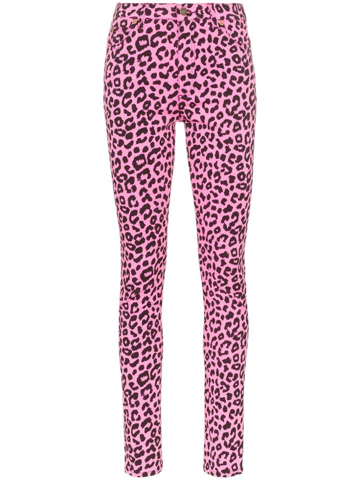 Gucci Leopard Print High Waisted Skinny Jeans - Pink