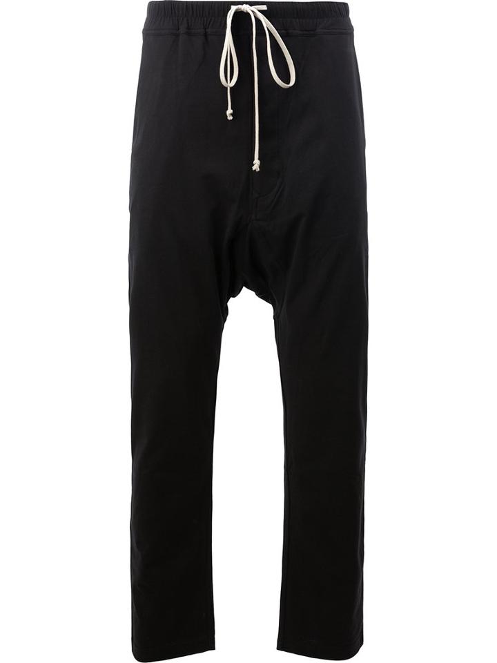 Rick Owens Drkshdw Drop-crotch Sweatpants, Men's, Size: Large, Black, Cotton